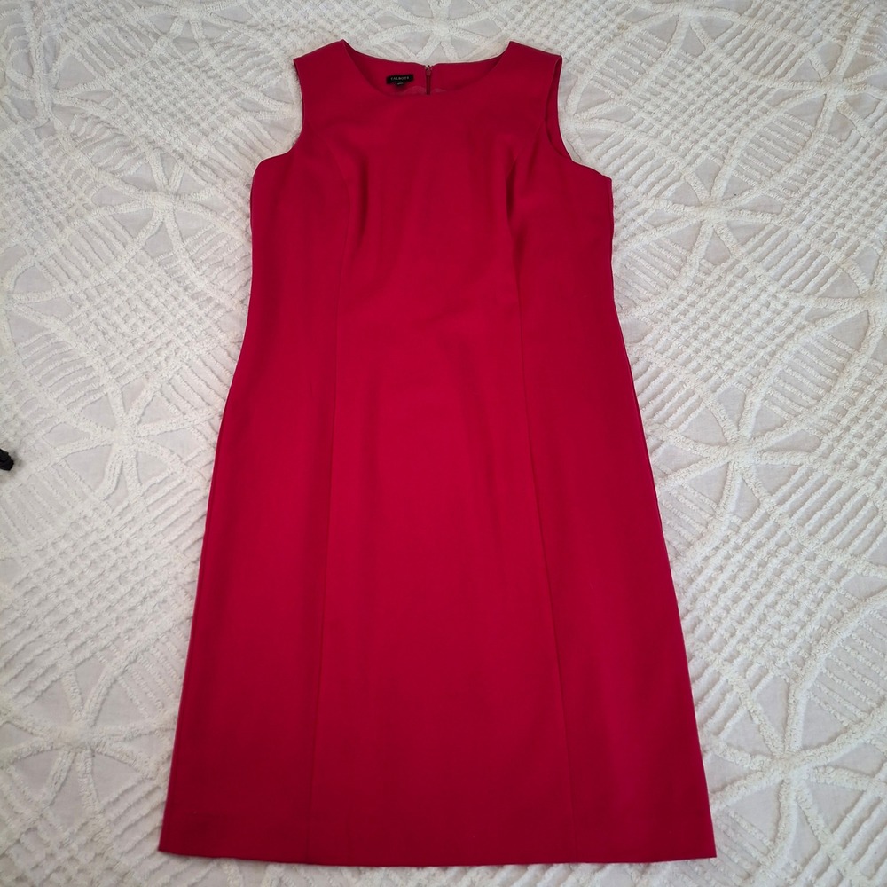 TALBOTS Size 16 Sleeveless Wool Sheath Dress Hot Pink Business Professional Work